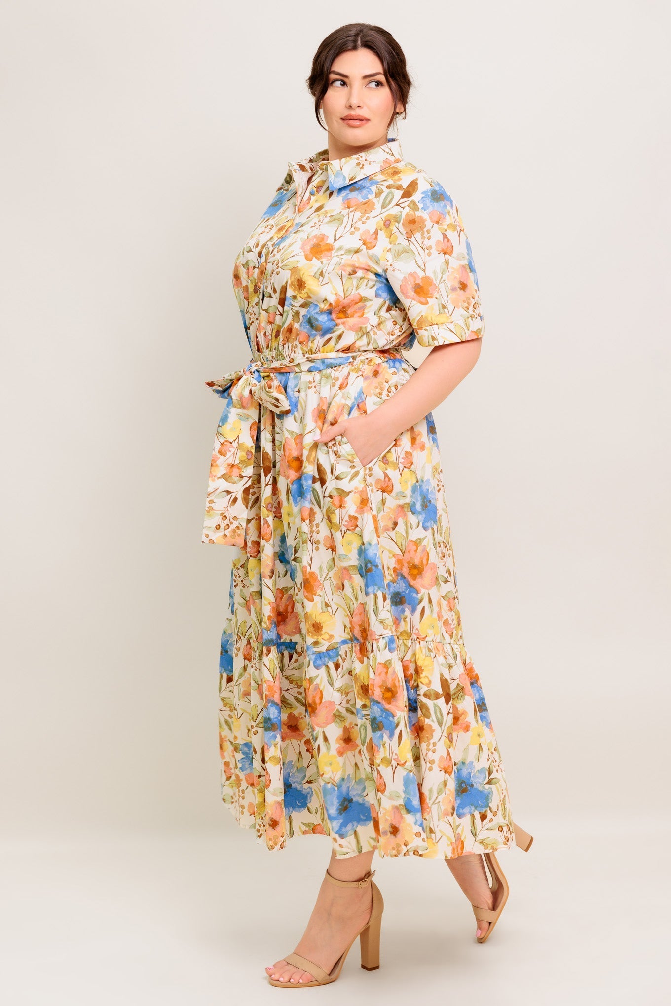 HAZEL DREAM IVORY WOVEN MIDI DRESS Flying Tomato